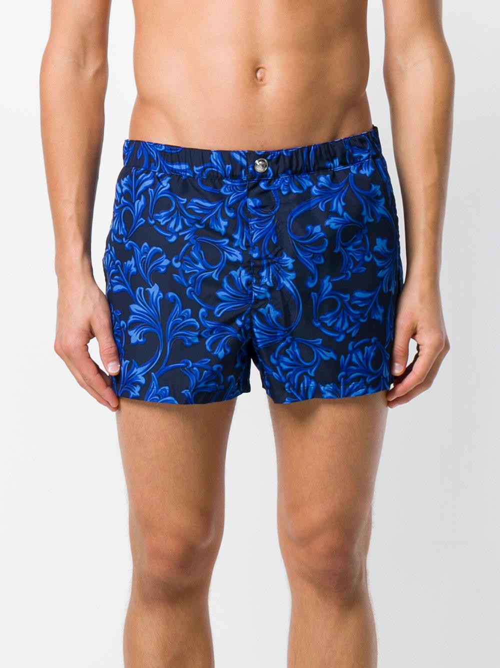 Versace Baroque Swim Shorts in Blue for Men - Lyst