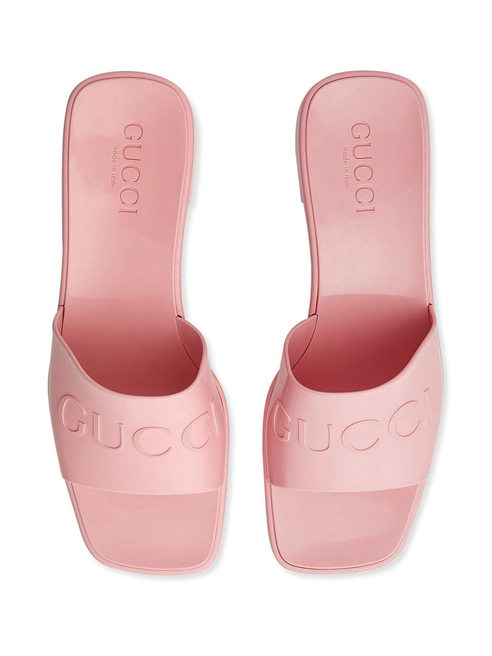 NEW Gucci Rubber Logo Platform Slide Sandal Pink EU 37 - MyDesignerly