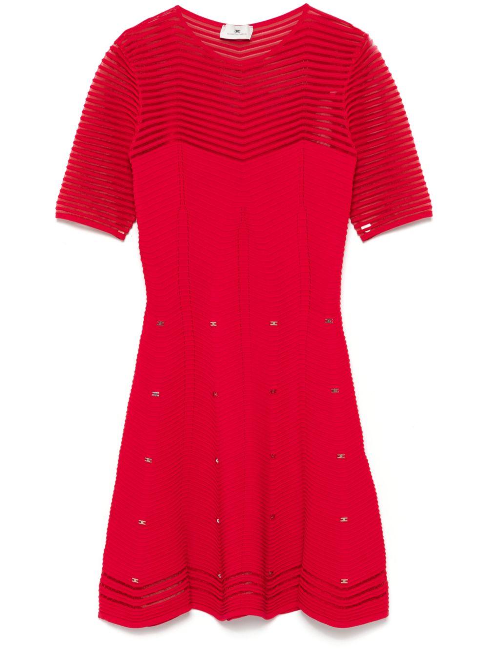Elisabetta Franchi レディース レッド ヘリンボーン ミニドレス 
