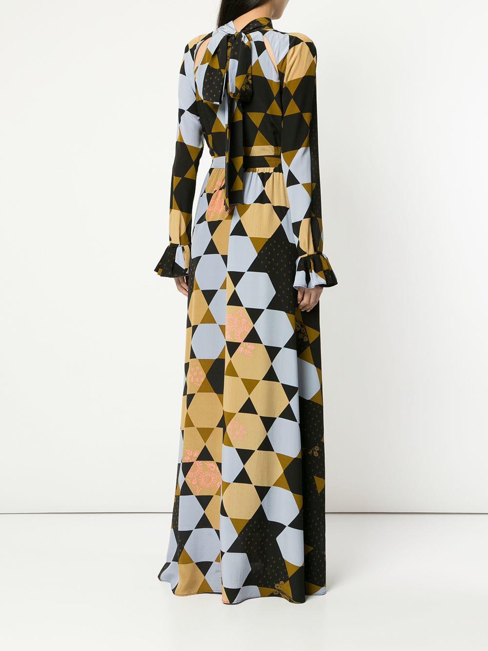 Stine Goya Silk Hexagon Print Maxi Dress - Lyst