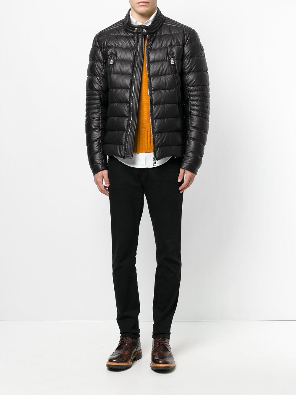 Moncler Leather Amiot Jacket in Black for Men - Lyst