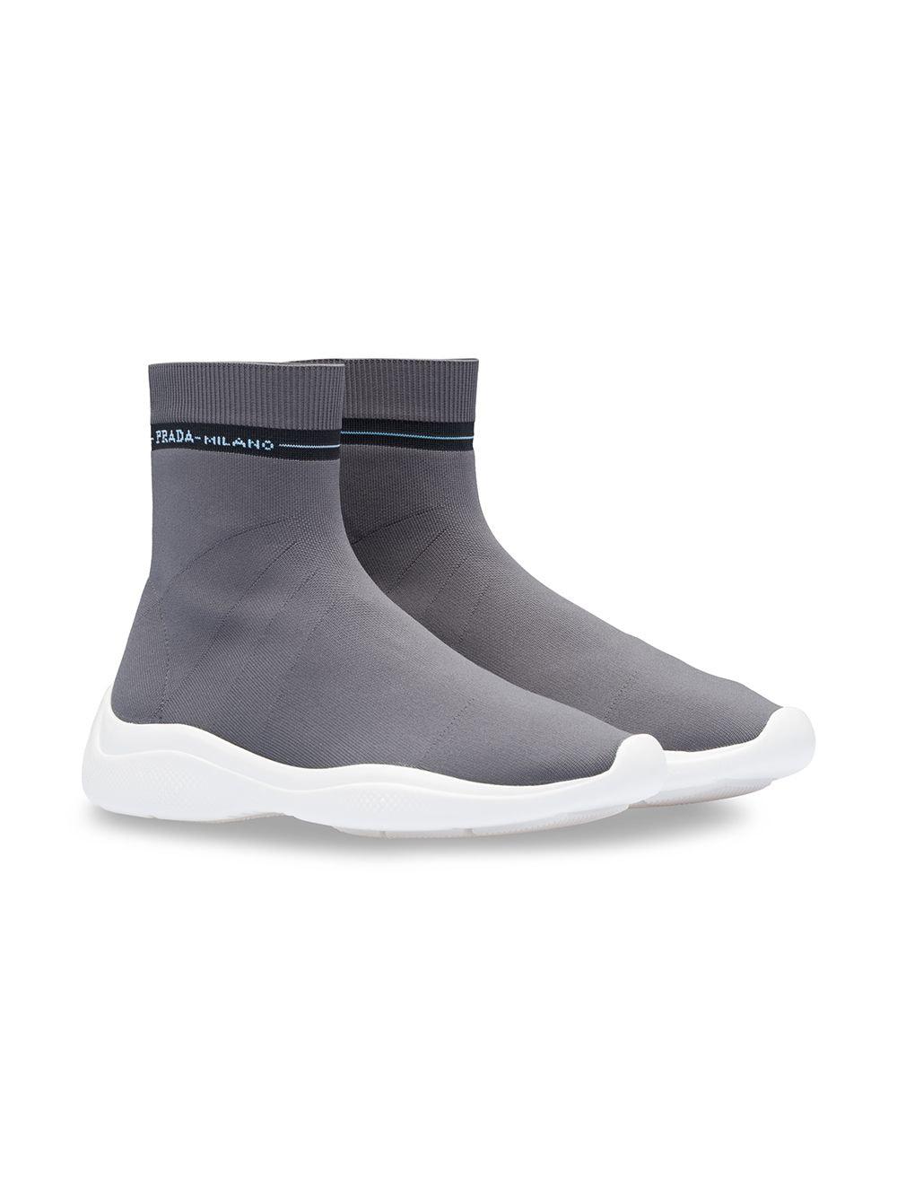 Prada Rubber Sock Sneakers in het Grijs - Lyst