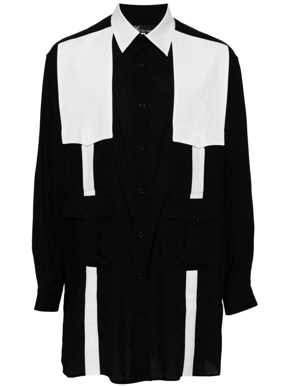 Yohji Yamamoto メンズ ブラック マルチポケット シャツ シャツ