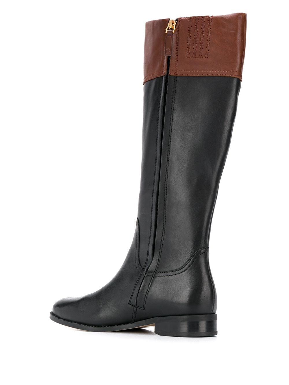 Lauren by Ralph Lauren Leather Two Tone Knee-height Boots in Black - Lyst
