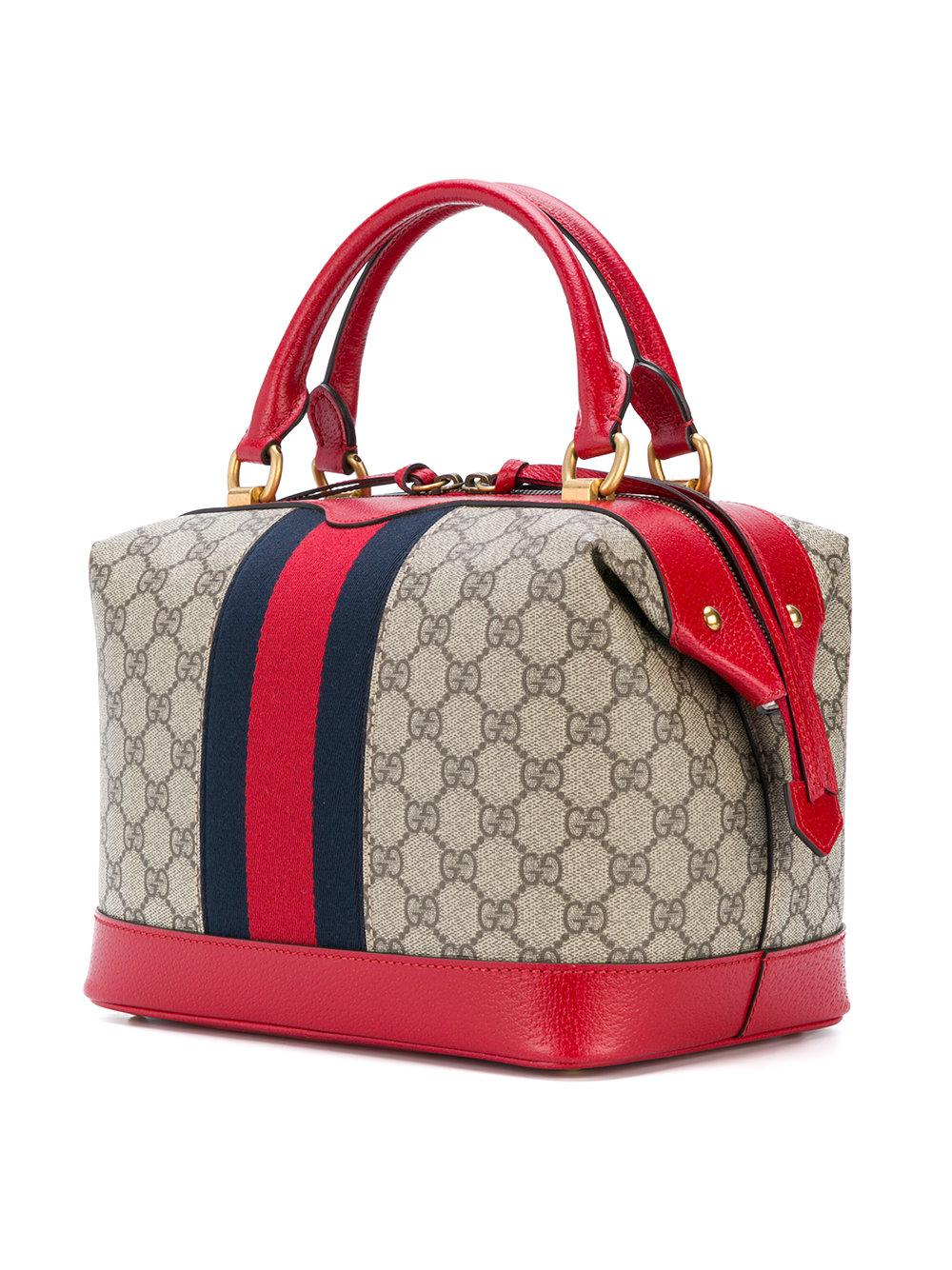 Gucci Canvas Gg Supreme Tote Bag in Red - Lyst