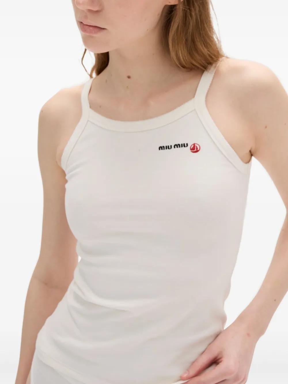 Miu Miu X Petit Bateau Embroidered Tank Top in White | Lyst