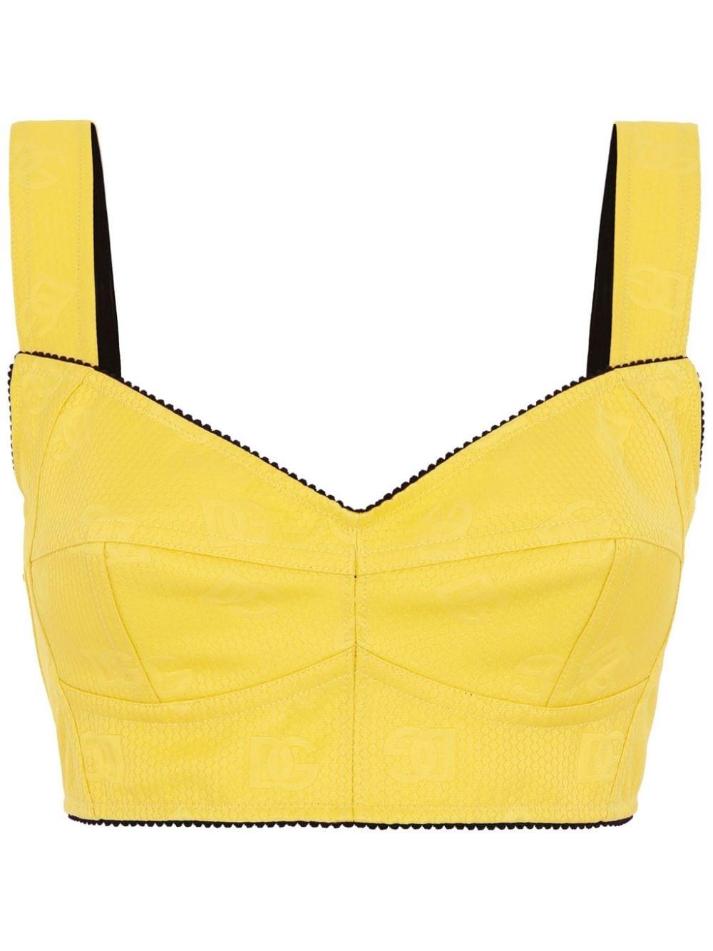 logo-plaque cropped bustier top | Dolce & Gabbana 