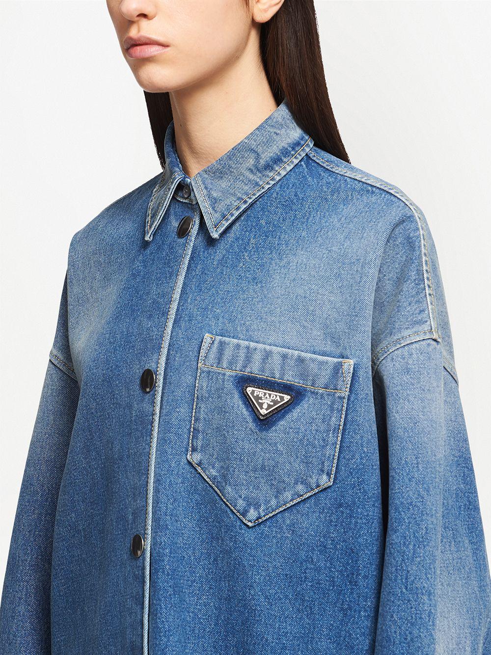 prada logo plaque denim shirt