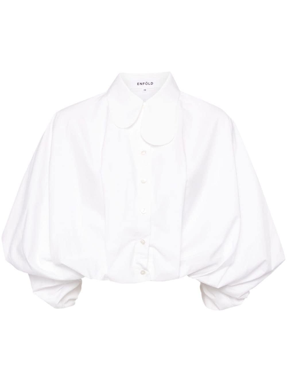 ENFOLD WASHABLE BALLOON CROPPED SHIRT