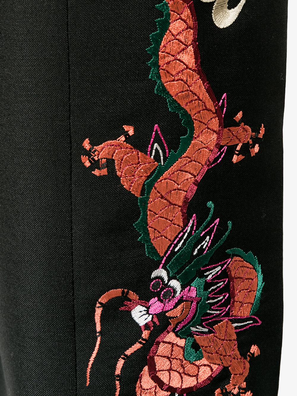 Gucci Wool Dragon Embroidered Trousers 