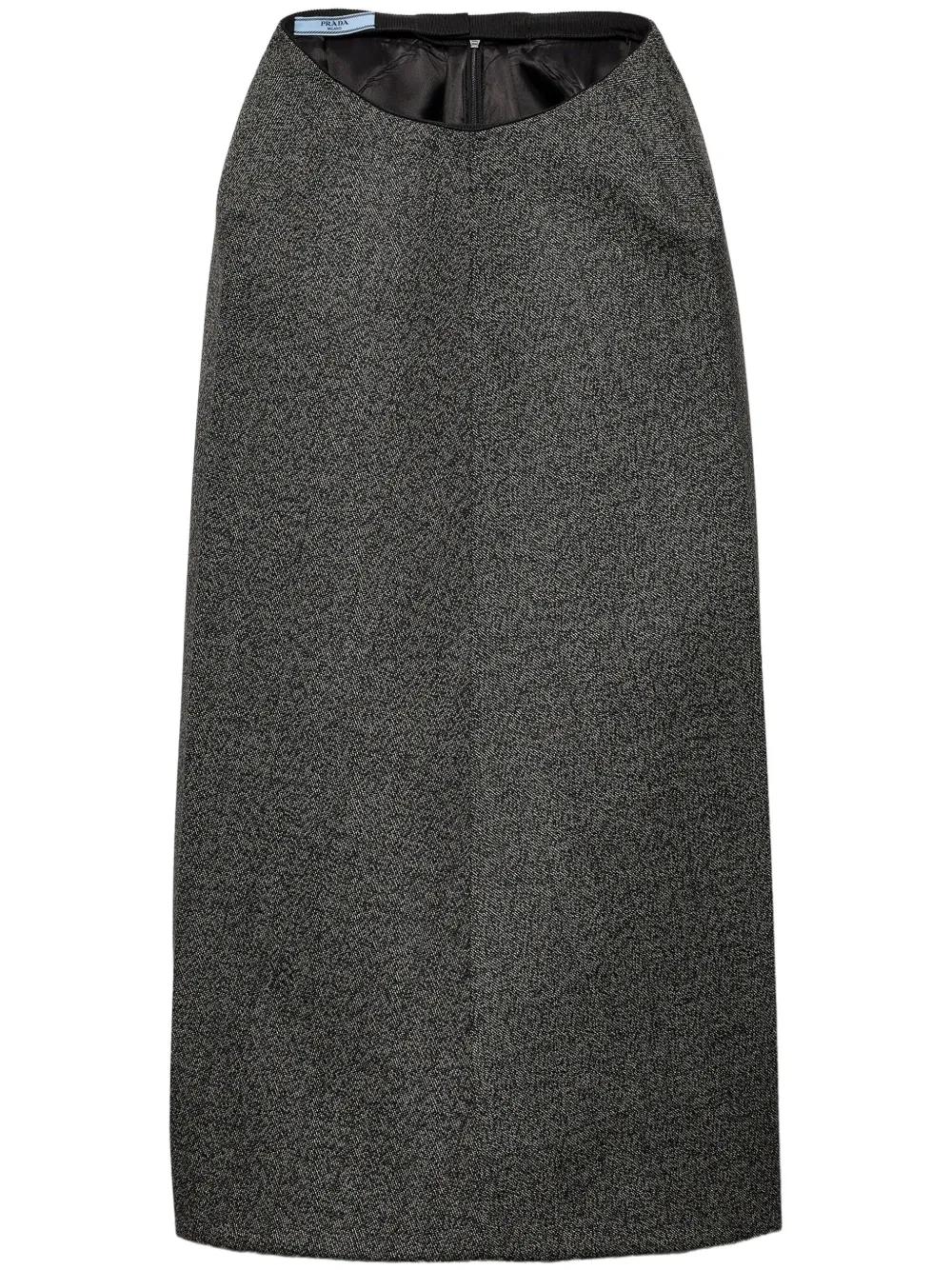 スカート PRADA Gray Wool Skirt IT40 Prada Mouliné Midi Skirt in Gray | Lyst