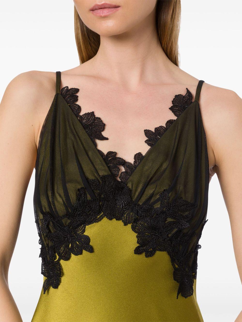 Alberta Ferretti Lace Applique Floor Length Dress in Green Lyst UK