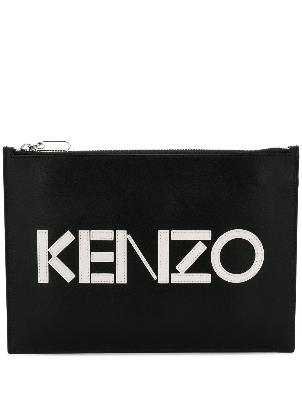 KENZO Leather Logo Clutch Bag in Black for Men - Lyst