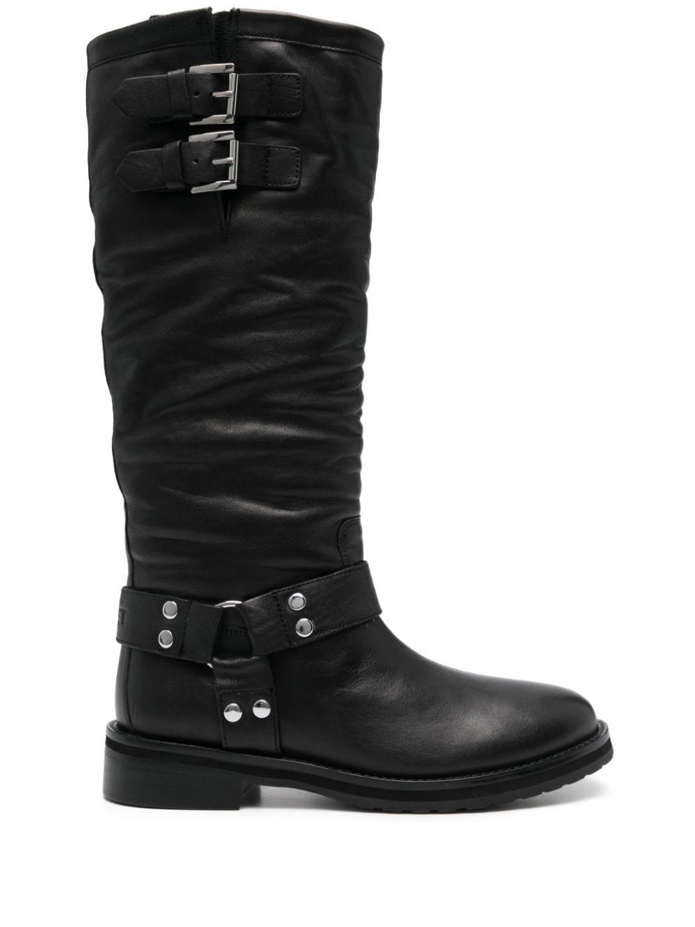 Guidi レディース ブラック レザーロングブーツ ブーツ Guidi レディース ブラック レザーロングブーツ ブーツ