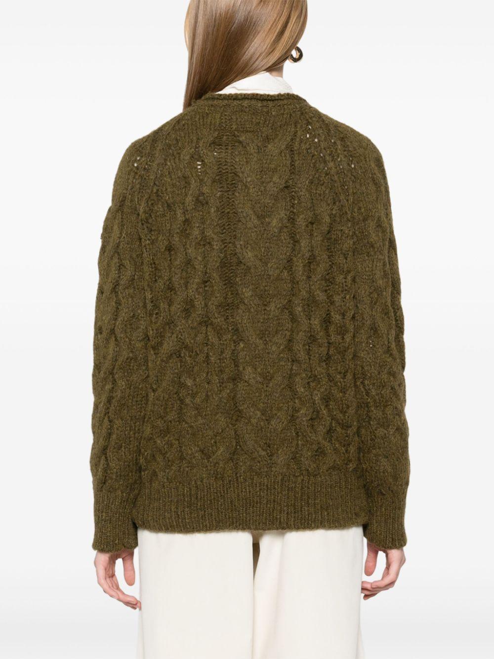 Ermanno Scervino レディース グリーン ケーブルニット セーター 