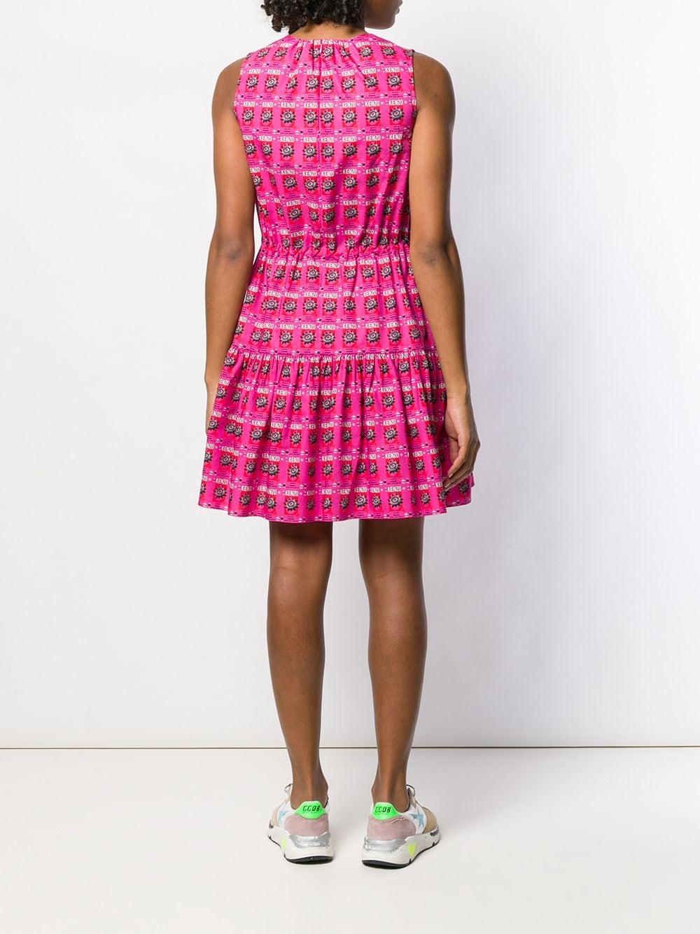 KENZO Cotton Logo Print Sleeveless Dress in Pink - Lyst