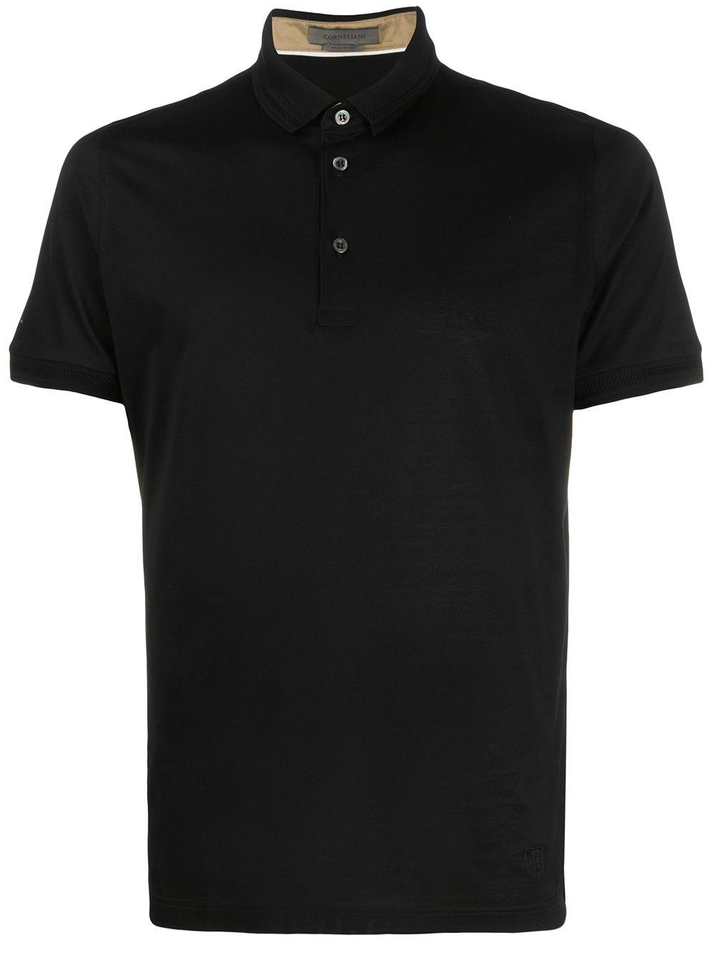 Corneliani Satin Knit Polo Shirt in Black for Men - Lyst