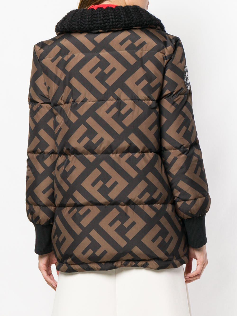 Fendi Wool Ff Logo Puffer Jacket in Black - Lyst