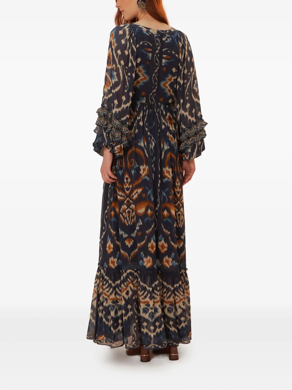 farm rio pineapple ikat blue maxi dress Blue Pineapple Ikat LENZING ECOVERO Viscose Maxi Dress  FARM Rio
