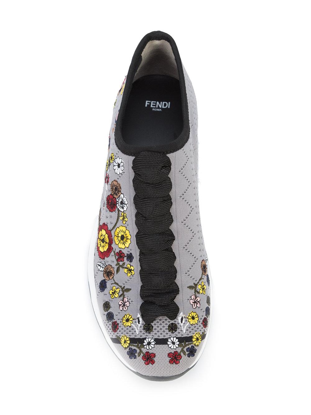 Fendi Neoprene Jacquard Floral Sneakers 