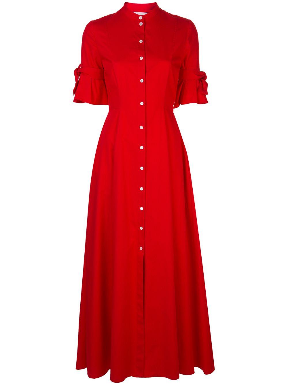 cinta electrodo Interacción Vestido camisero largo Carolina Herrera de color Rojo | Lyst