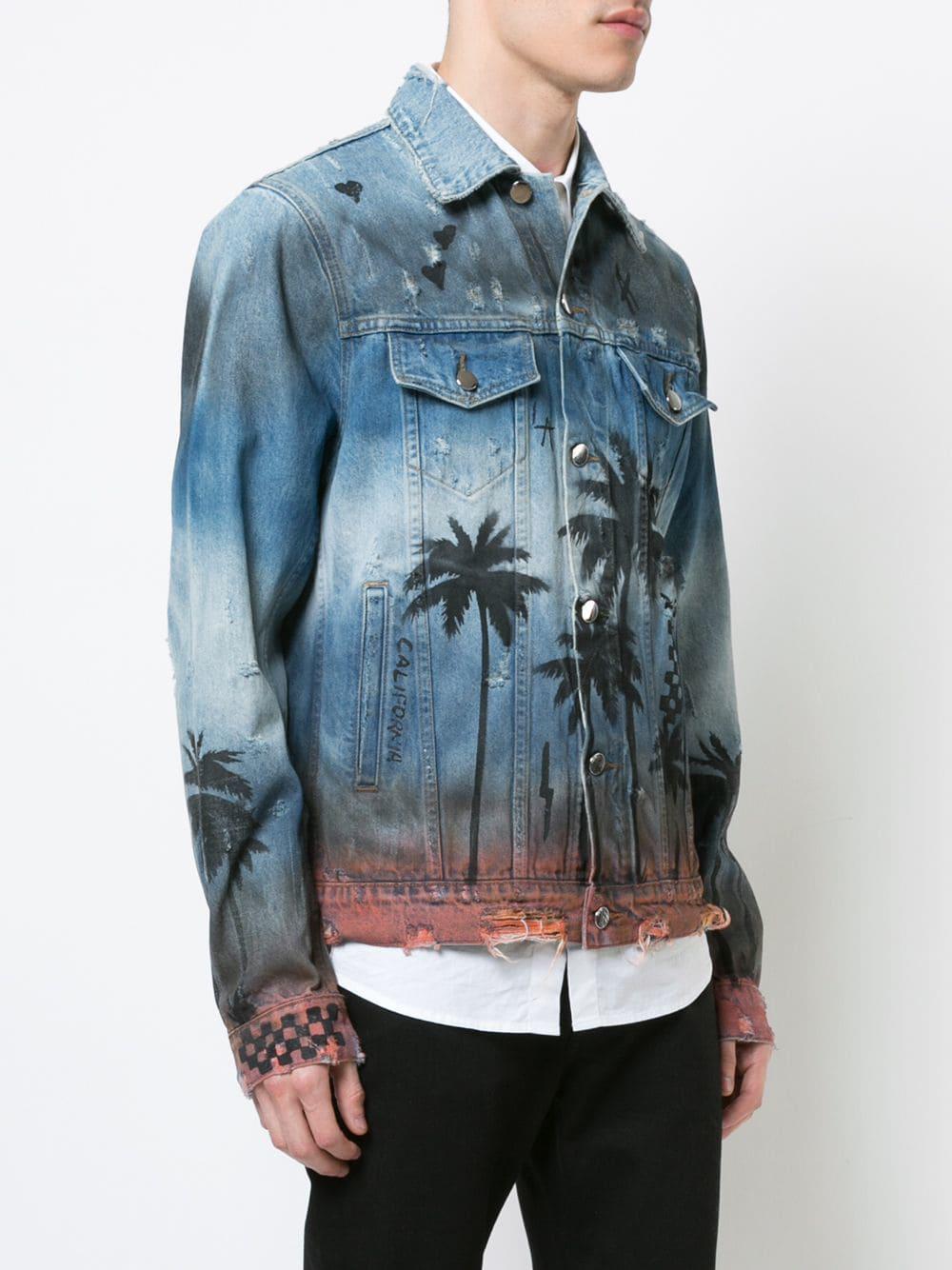 Amiri Palm Denim Trucker Jacket in Blue for Men Lyst UK