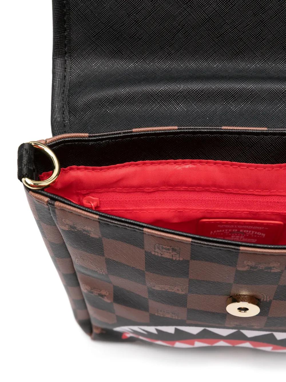 Sprayground Peeking Character-Check Messenger Bag in Black for Men