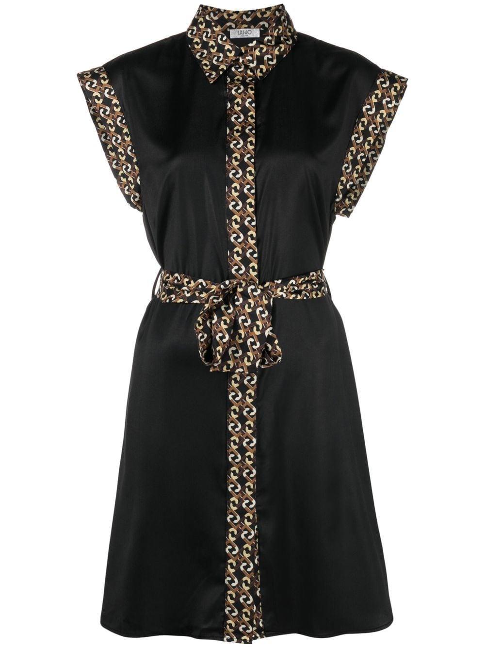 Liu Jo Chain-pattern Trim Mini Dress in Black | Lyst
