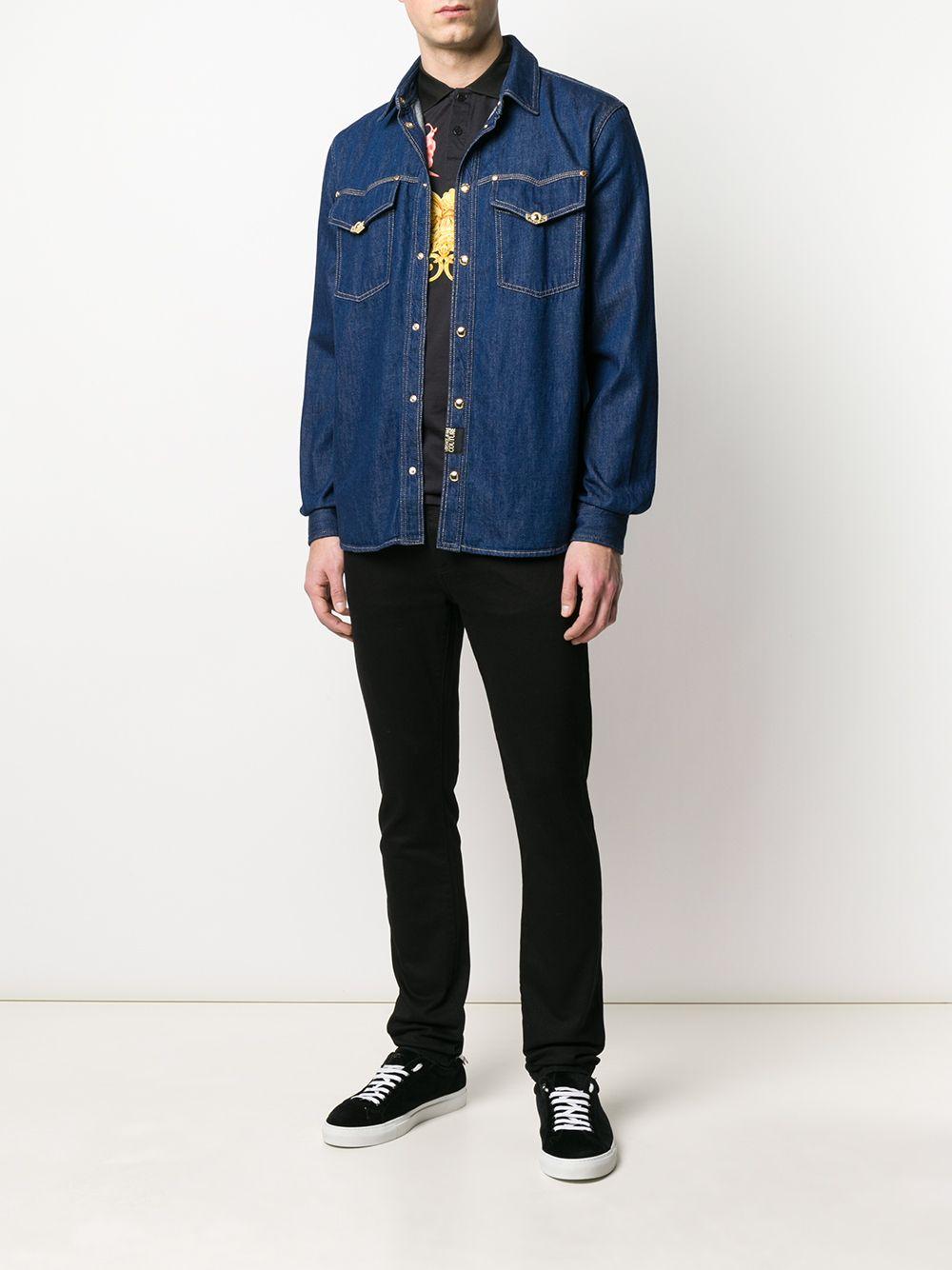 Versace Jeans Couture Denim Long Sleeve Jacket in Blue for Men - Lyst
