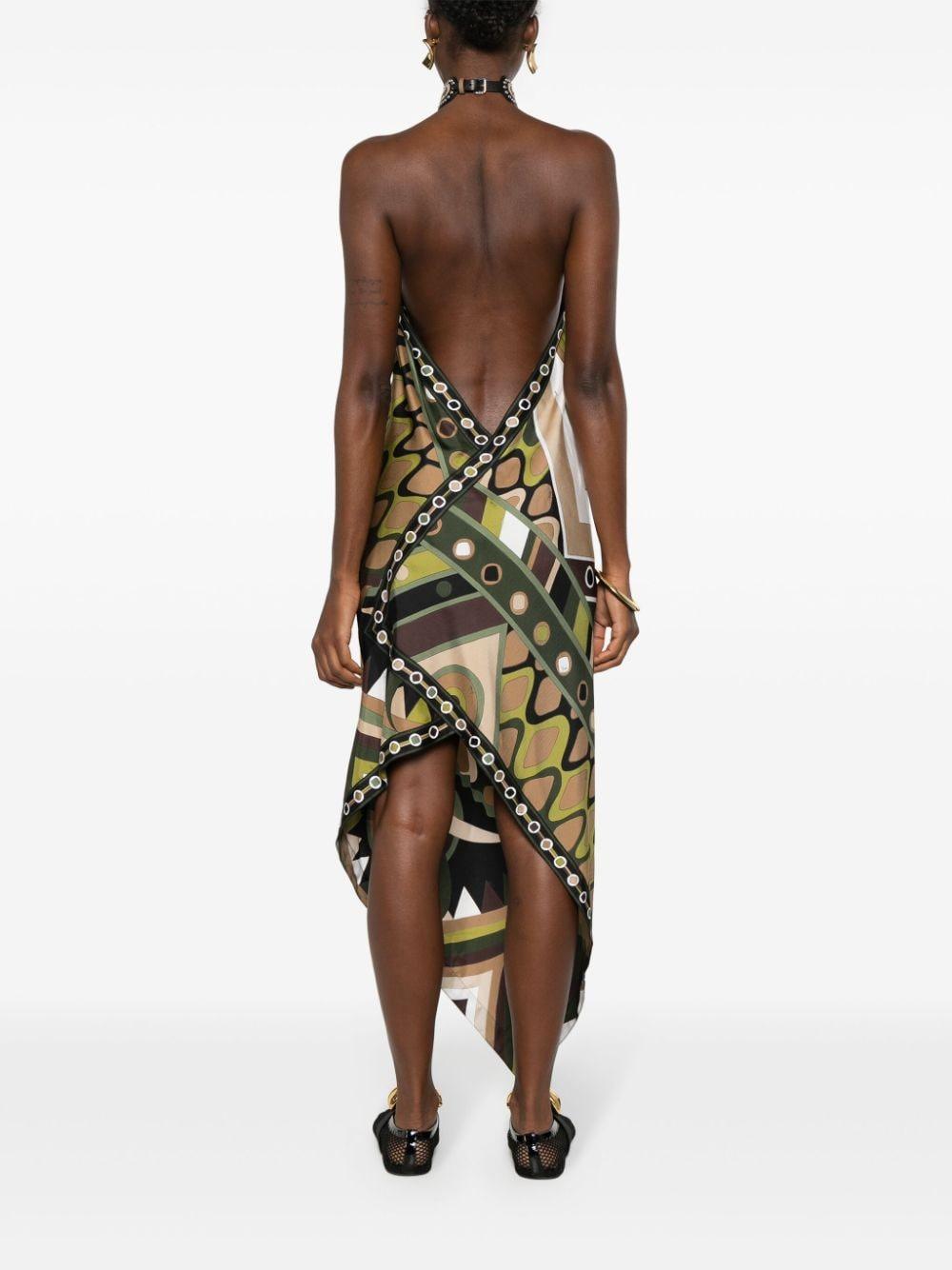 PUCCI Geometric Silk Maxi Dress in Metallic | Lyst