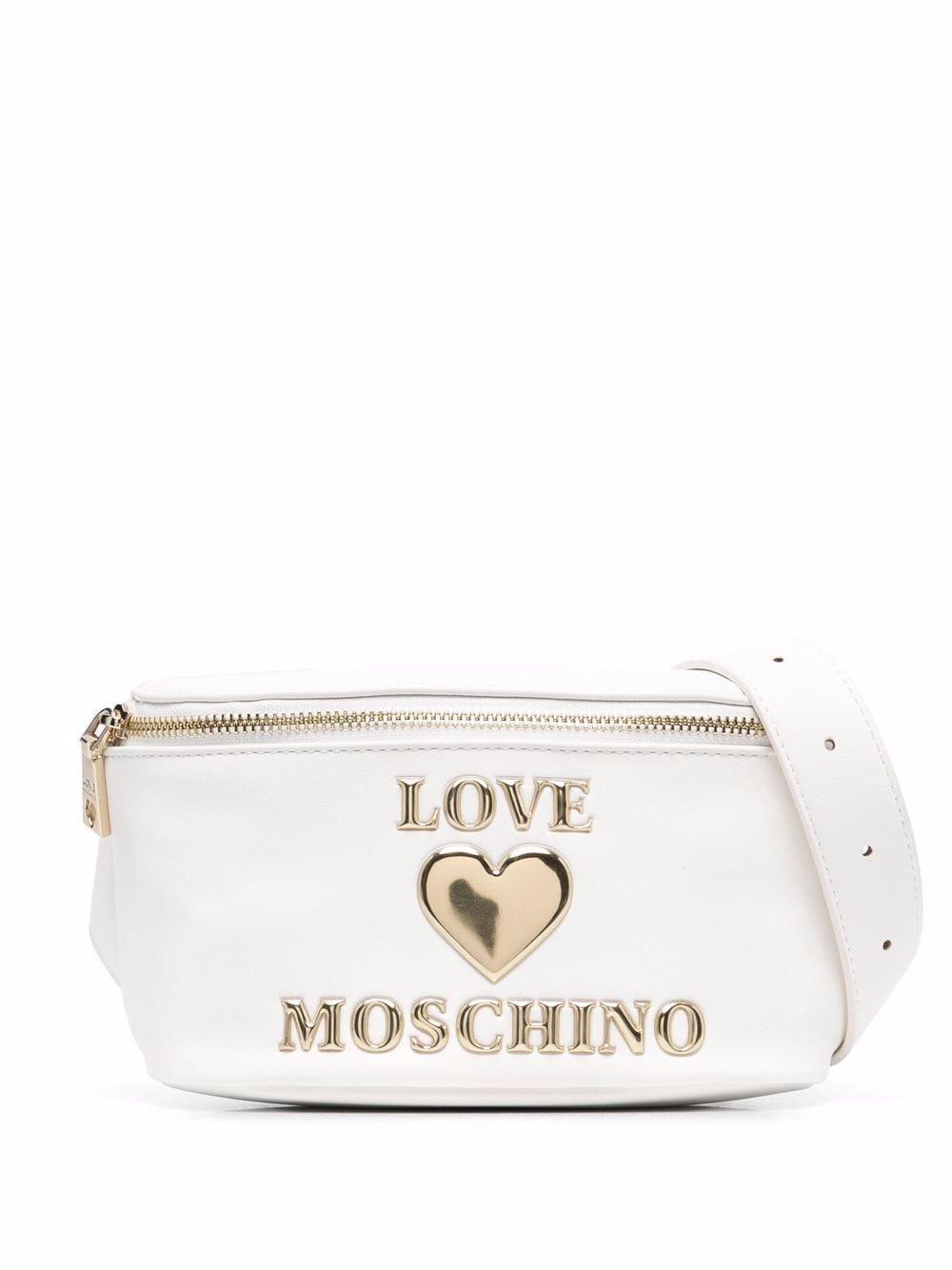 Love Moschino Gürteltasche mit Logo-Schild in Weiß - Lyst
