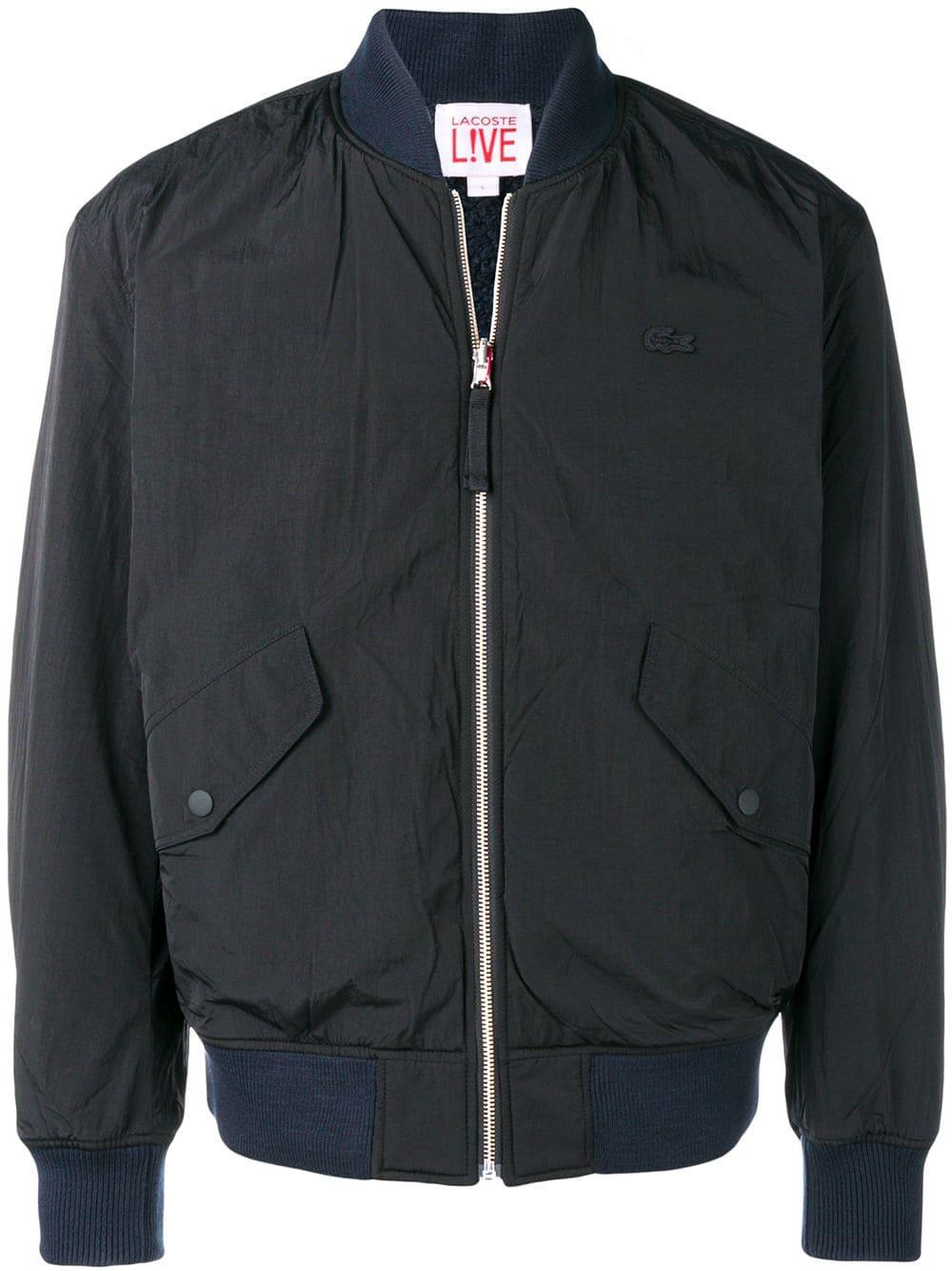 Lacoste Synthetic Reversible Bomber Jacket in Black for Men - Lyst
