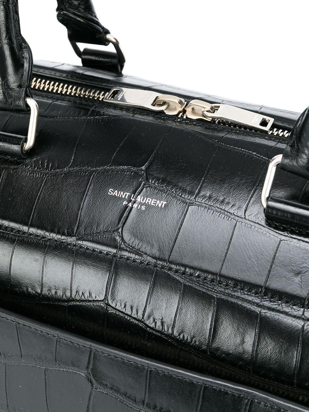 Saint Laurent Leather 24 Hour Crocodile-effect Duffle Bag in Black for Men  | Lyst