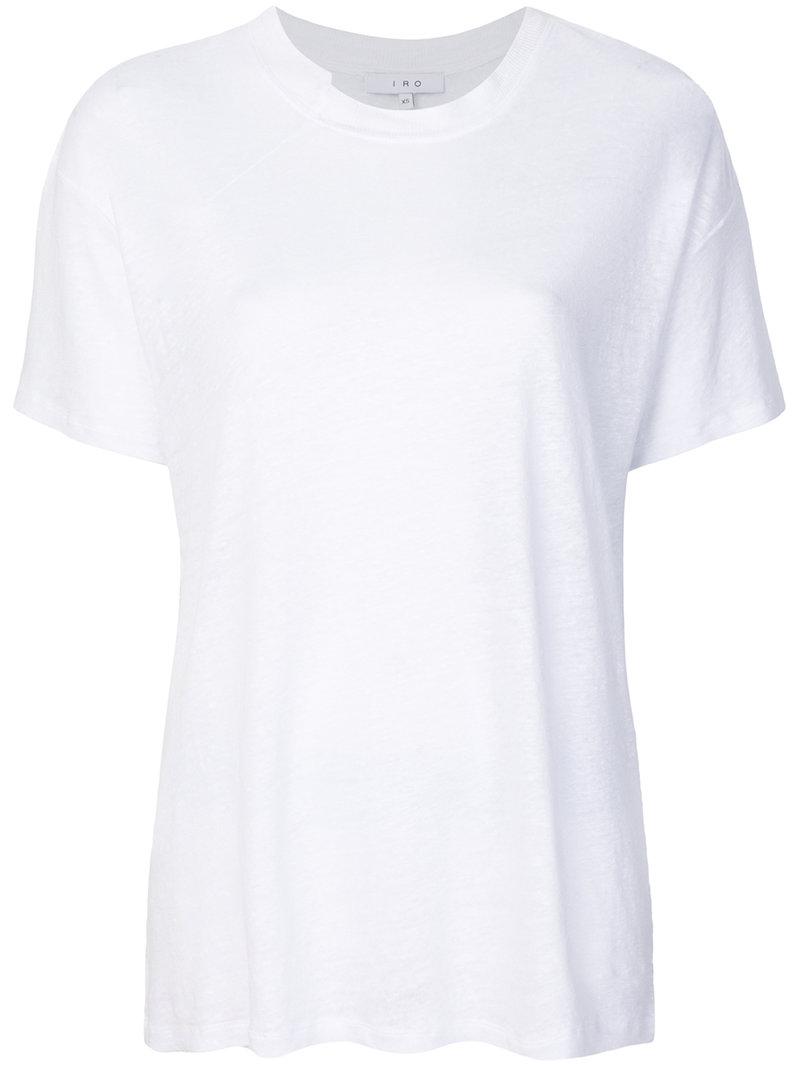 IRO Linen Uneven Neckline T-shirt in White - Lyst