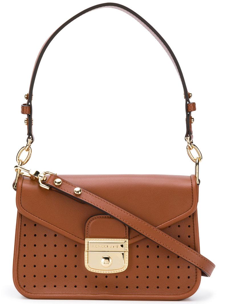 Longchamp Perforated Detail Shoulder Bag in Brown Lyst