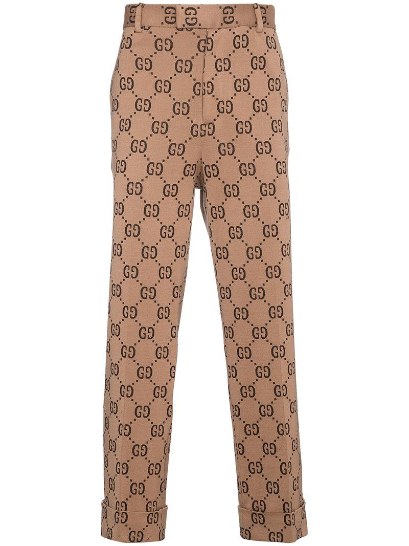 Gucci Double G Tailored Trousers in Brown for Men | Lyst