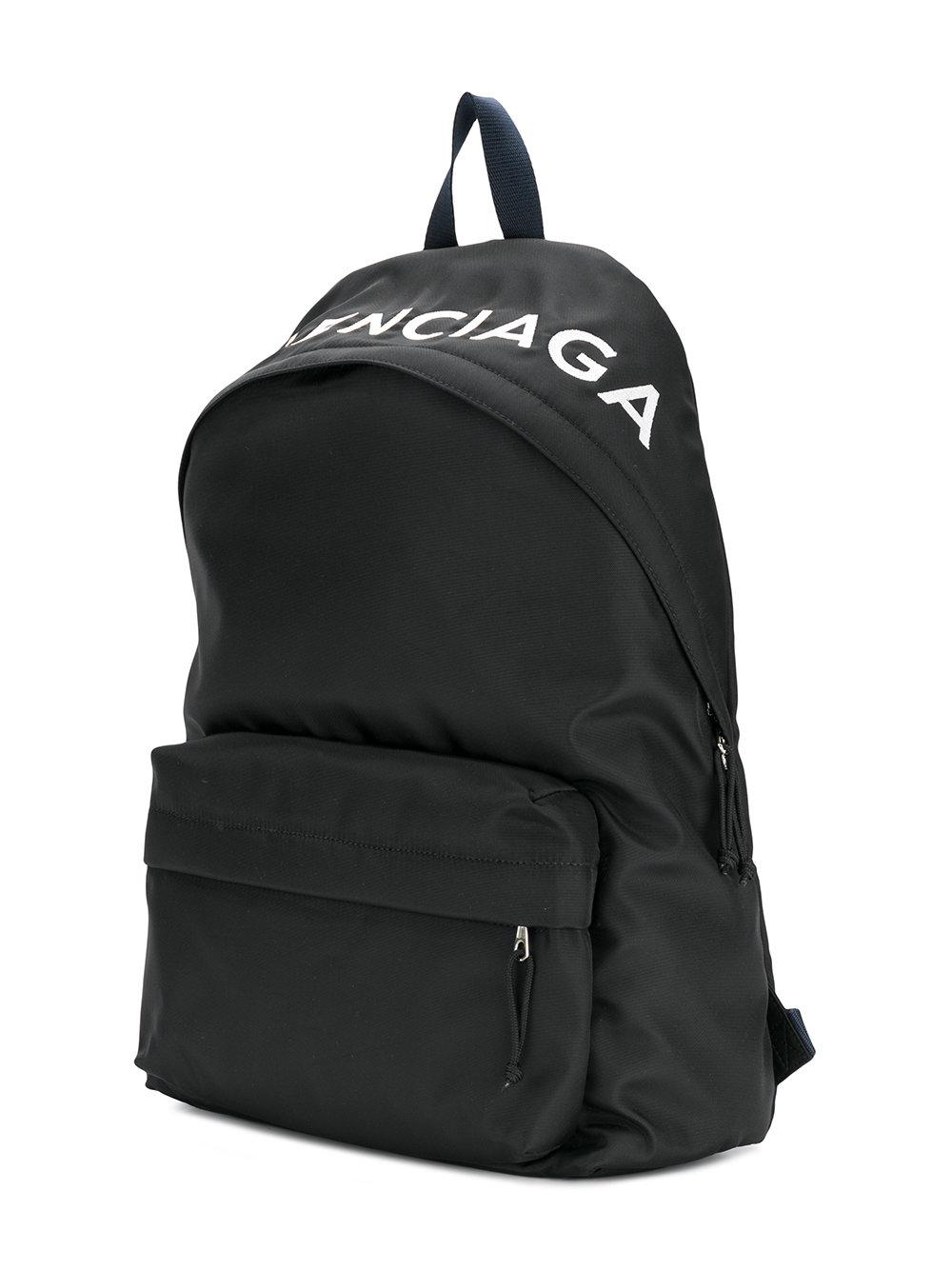 Balenciaga Leather Wheel Logo Nylon Backpack in Black for Men | Lyst