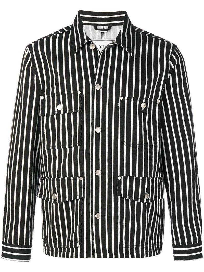 black and white striped denim jacket