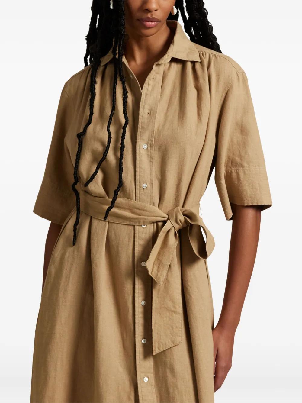 polo button up dress Polo Ralph Lauren Belted Button-Up Shirt Dress in Natural