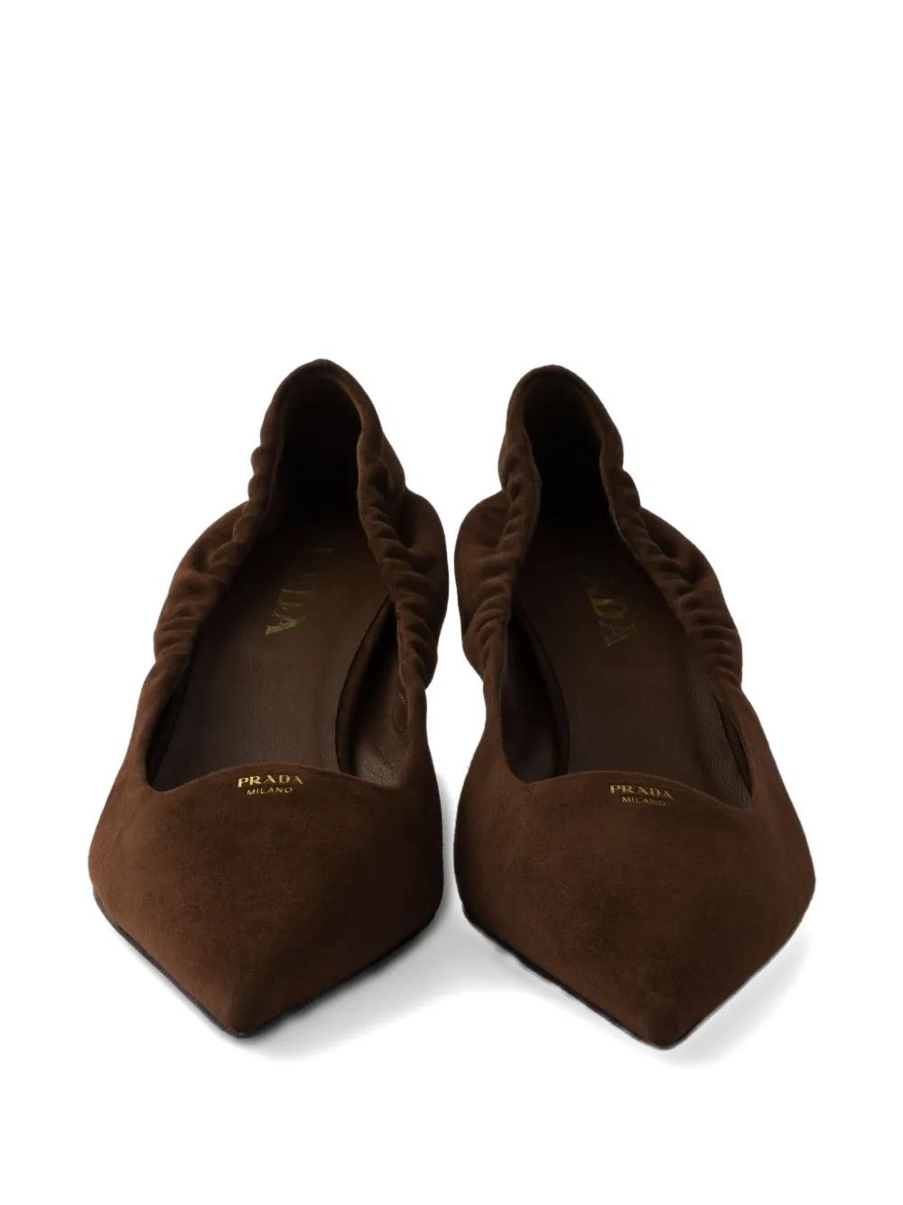 プラダ Prada Suede Leather Pumps PRADA suede silver flower pumps/ 38.5-8 – Second Edition NY