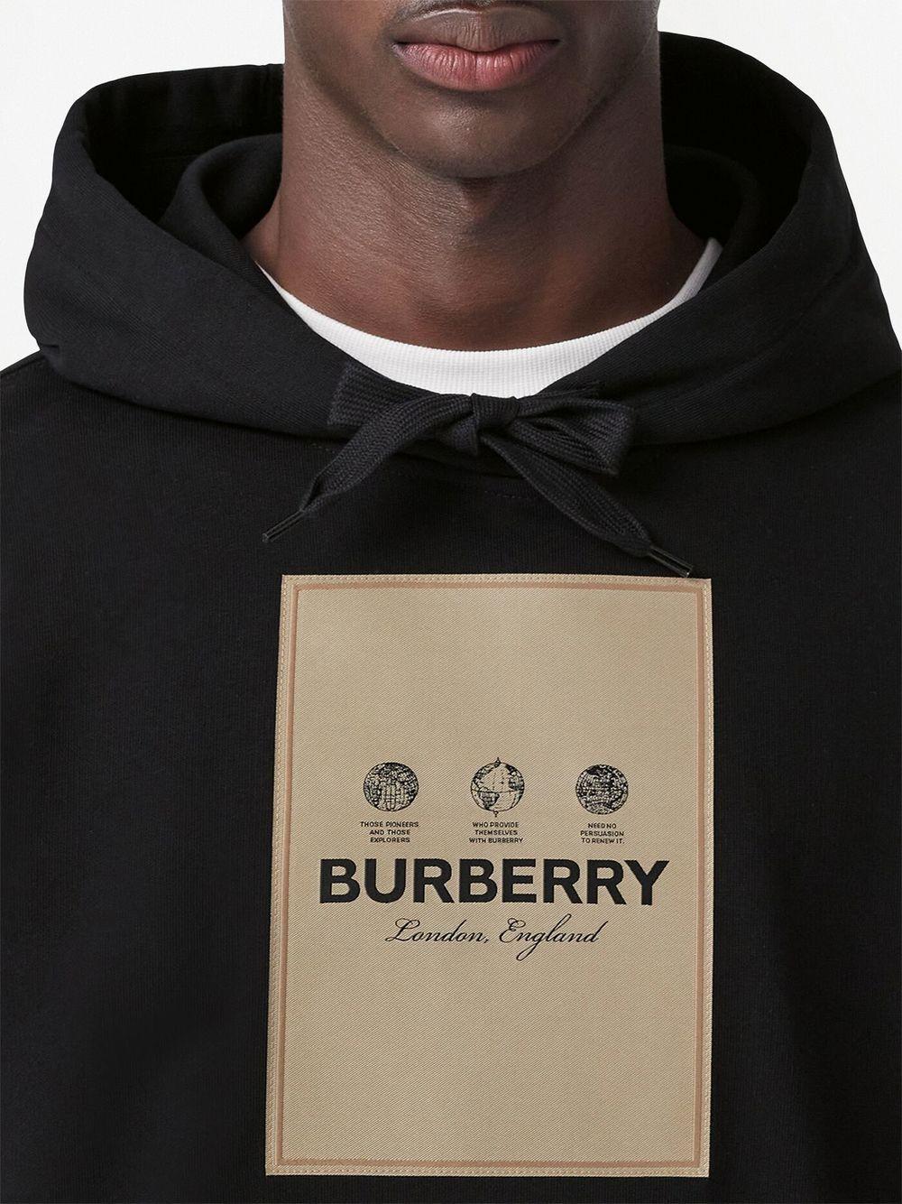 Burberry Appliqué-logo Drawstring Hoodie in Black for Men | Lyst