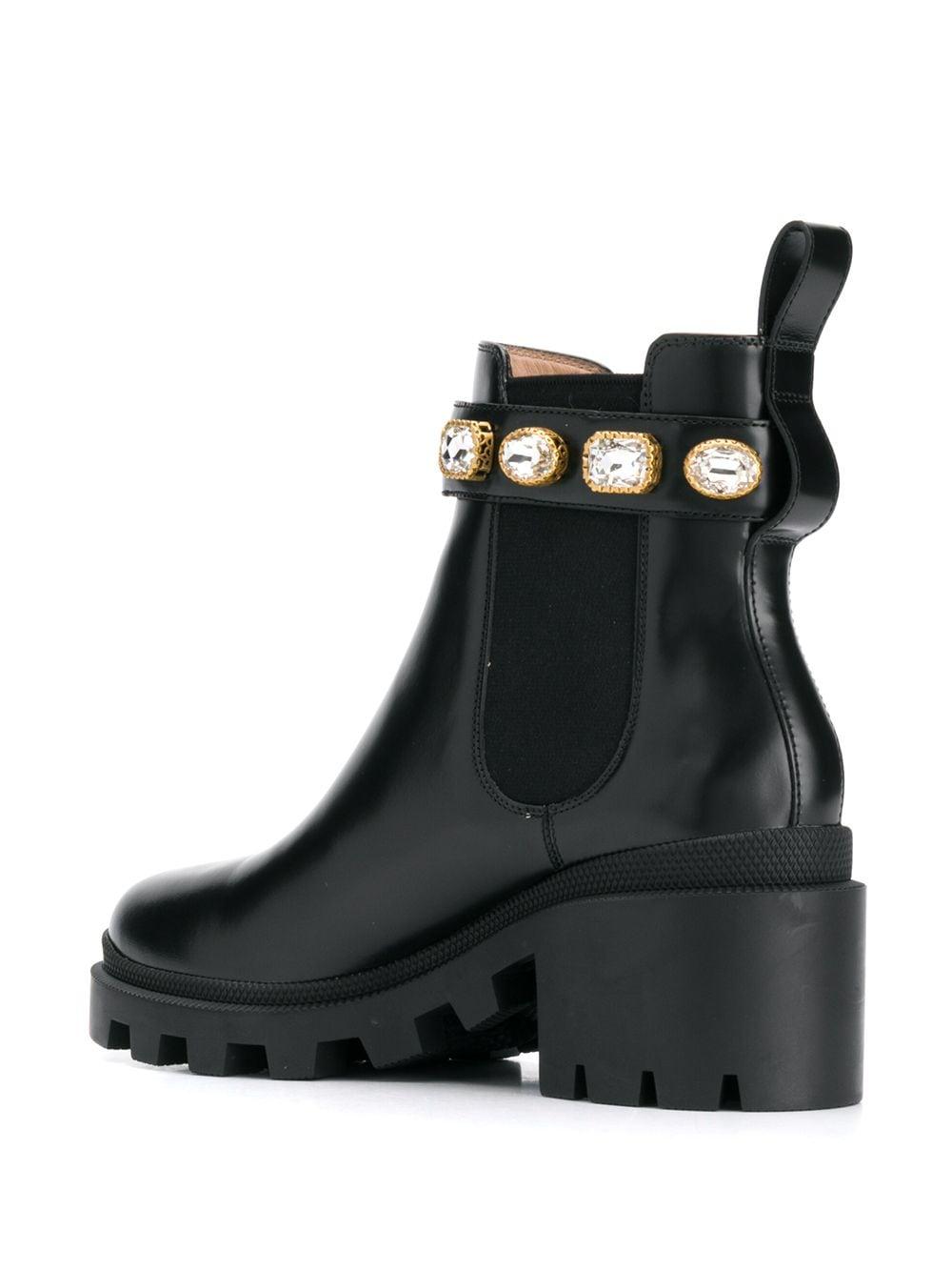 leather ankle boot with belt gucci