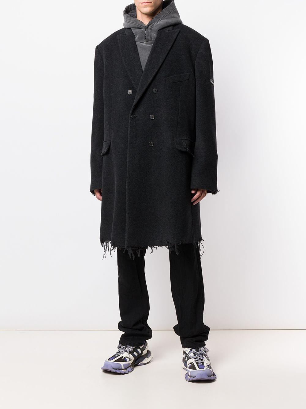 Balenciaga Wool Exclusive To Farfetch - Distressed Double-breasted Coat in  Grey (Gray) for Men | Lyst