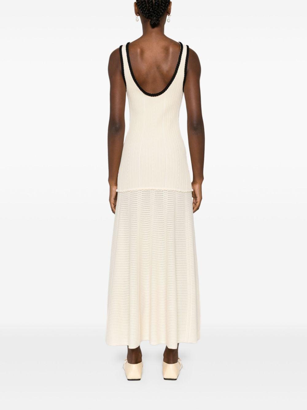Sandro Pointelle Knit Dress in Natural | Lyst