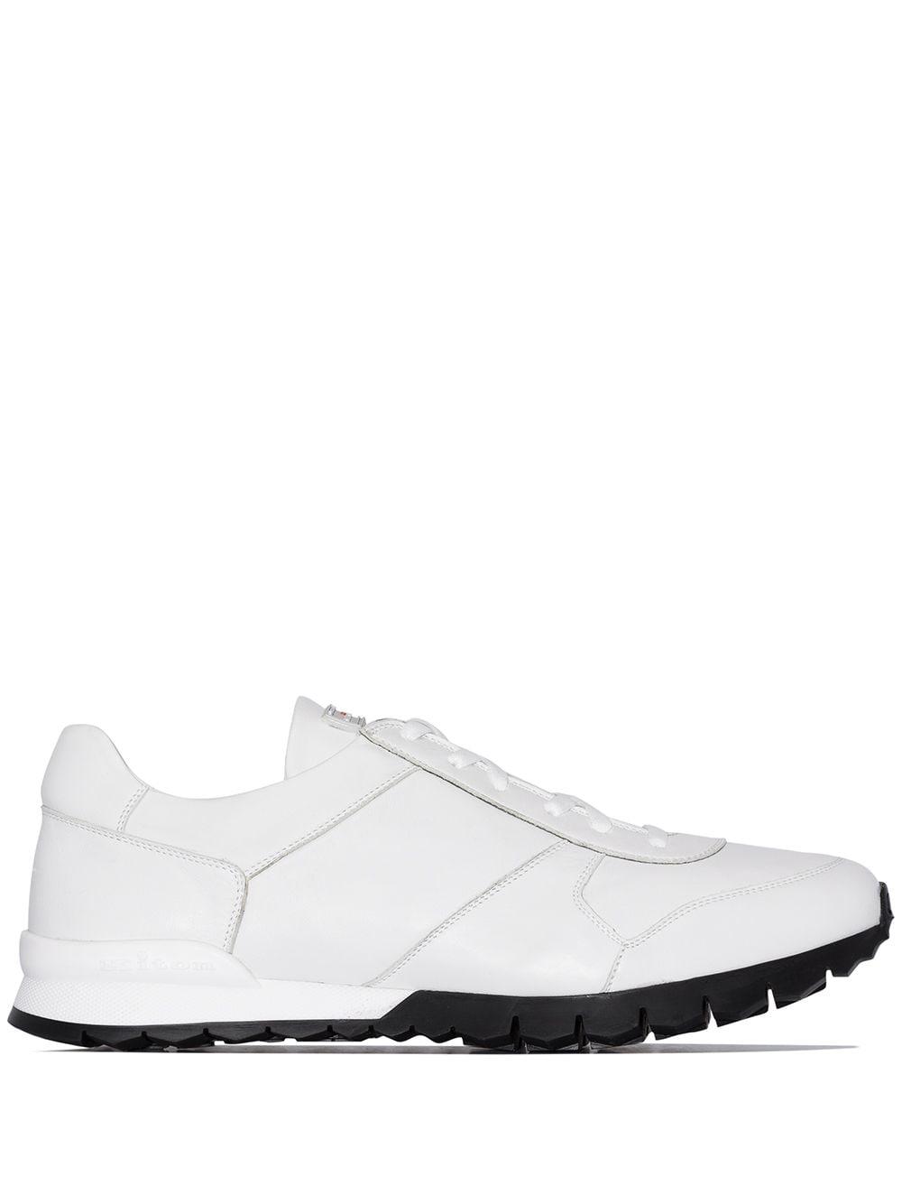 Kiton Leather Contrast Sole Classic Sneakers in White for Men - Lyst