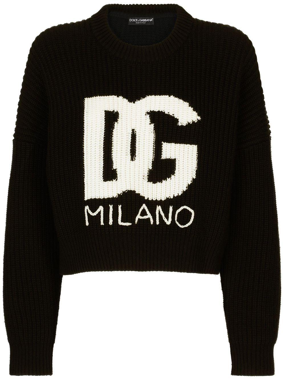 Dames Kleding voor voor Truien en gebreide kleding voor Ponchos Dolce & Gabbana Top Met Dg-logo in het Zwart 