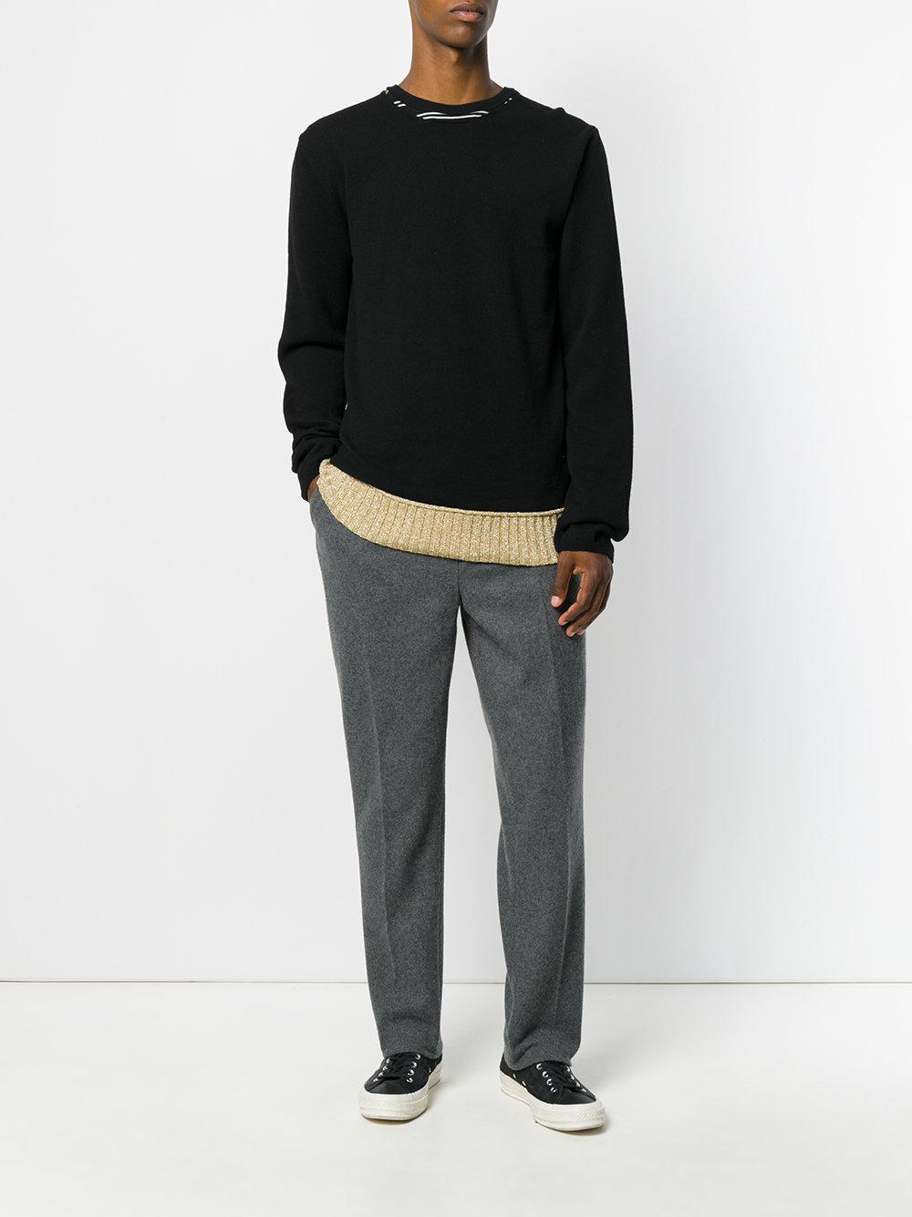 Lyst - Comme Des Garçons Contrast Hem Knitted Sweater in Black