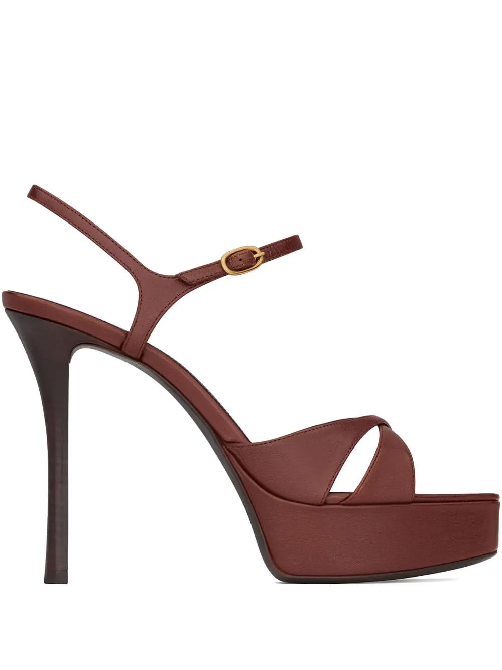 Saint Laurent プラットフォーム ヒール サンダル ブラウン レディース Saint Laurent ヒール付きサンダル | Lyst