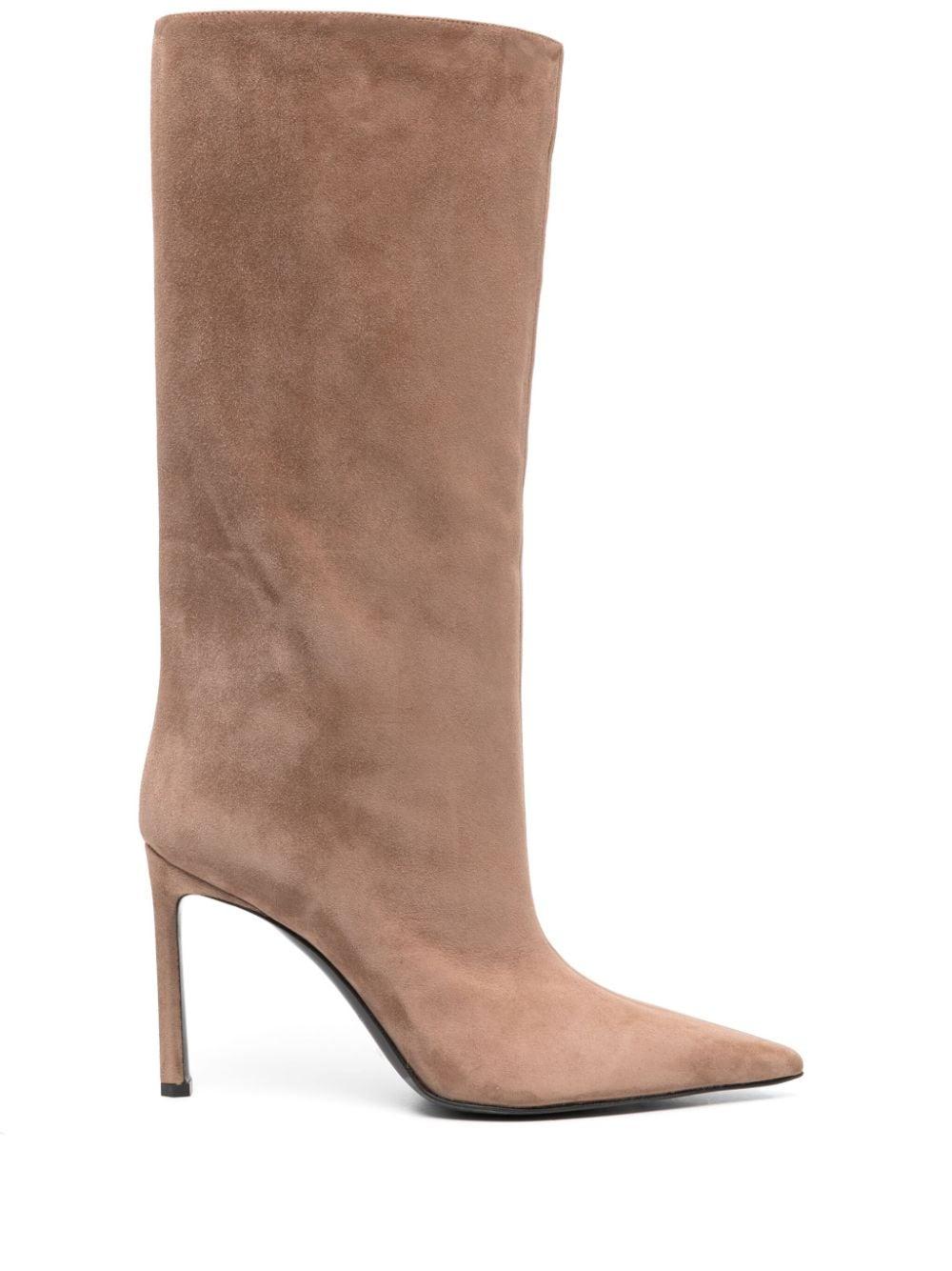 Sergio Rossi Liya 90mm Suede Boots in Brown | Lyst