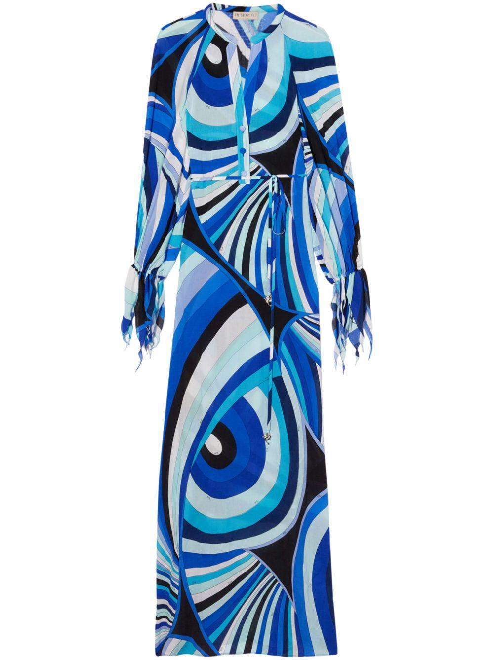Emilio Pucci Embellished Printed Crepe De Chine Maxi Dress in Blue Lyst Australia